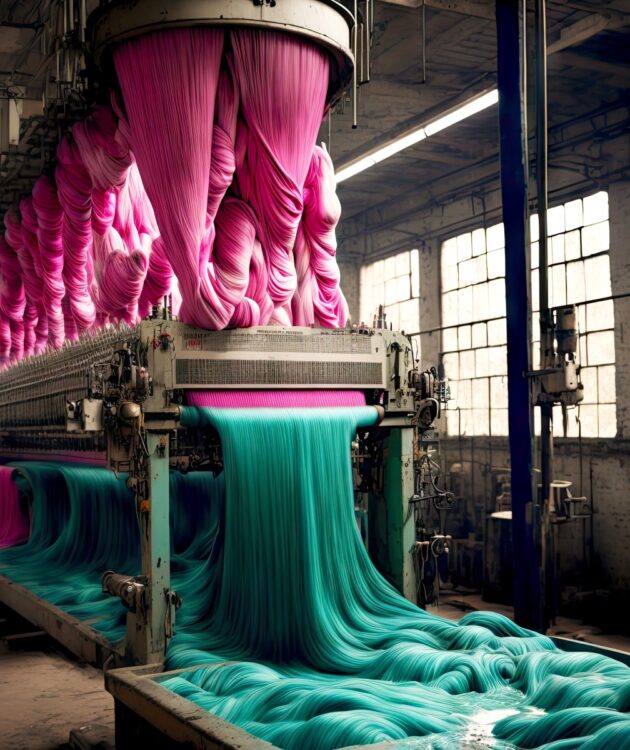 dyeing of fabrics at textile dyeing factory